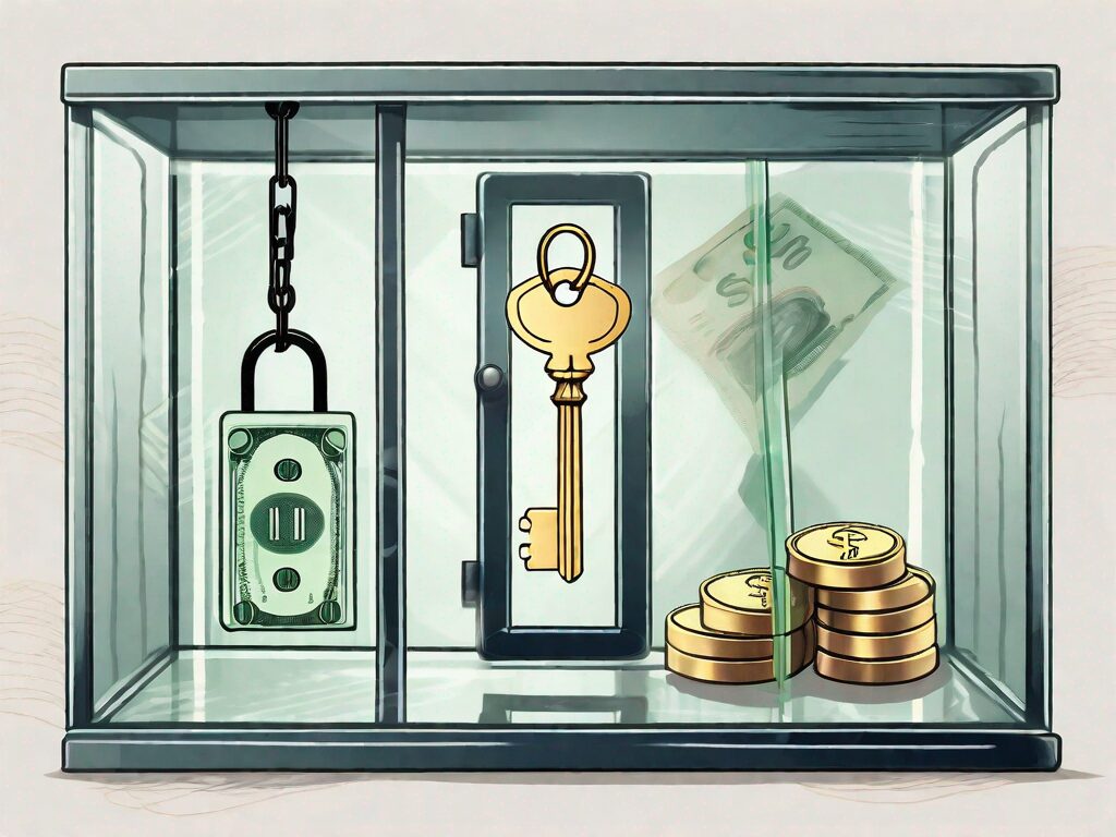 A house key inside a secure glass case