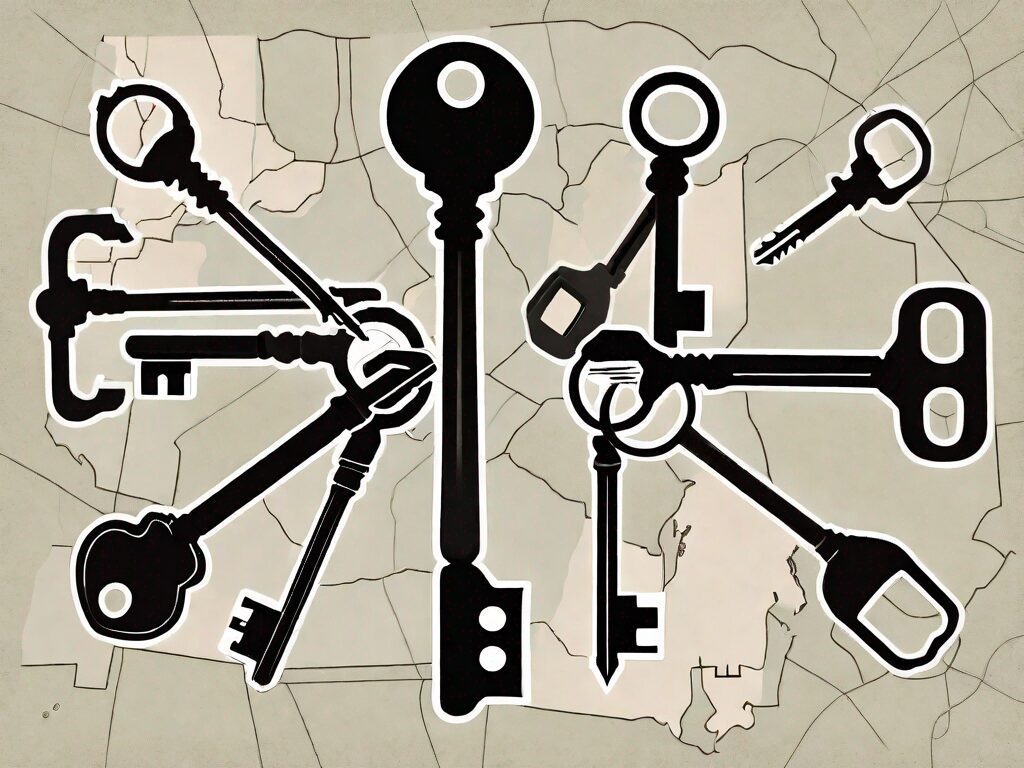 A symbolic representation of eight different keys