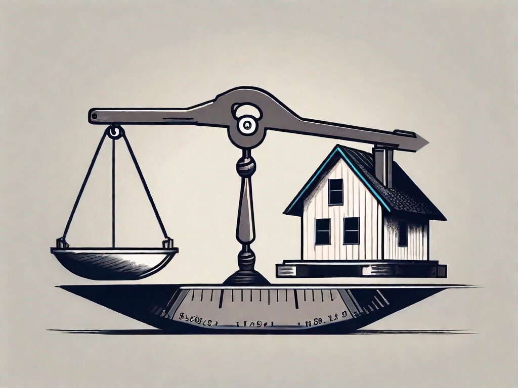 A house sitting on a balance scale