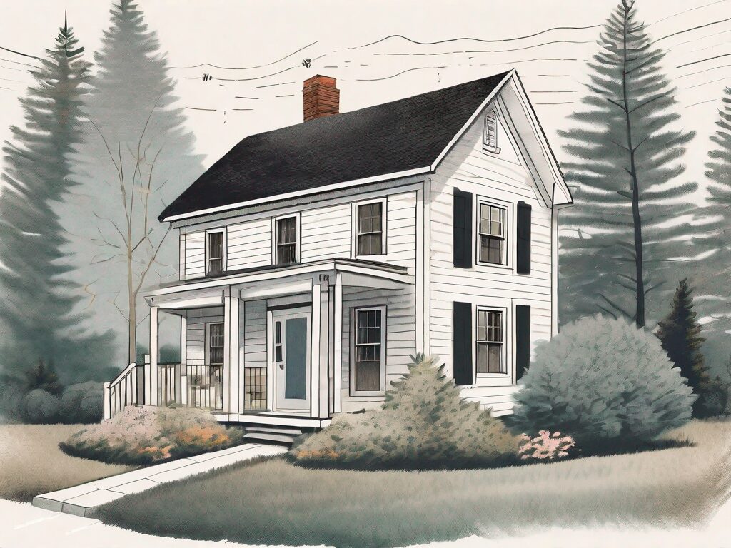 A quaint maine house with a sold sign in the yard