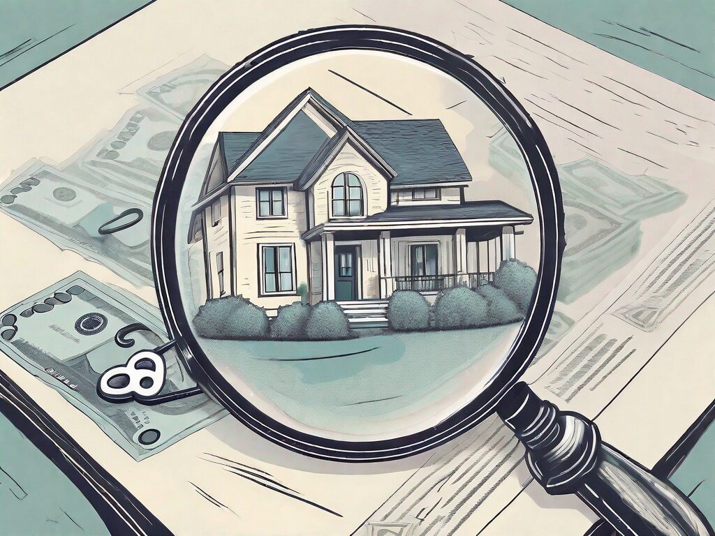 A magnifying glass hovering over a detailed real estate contract