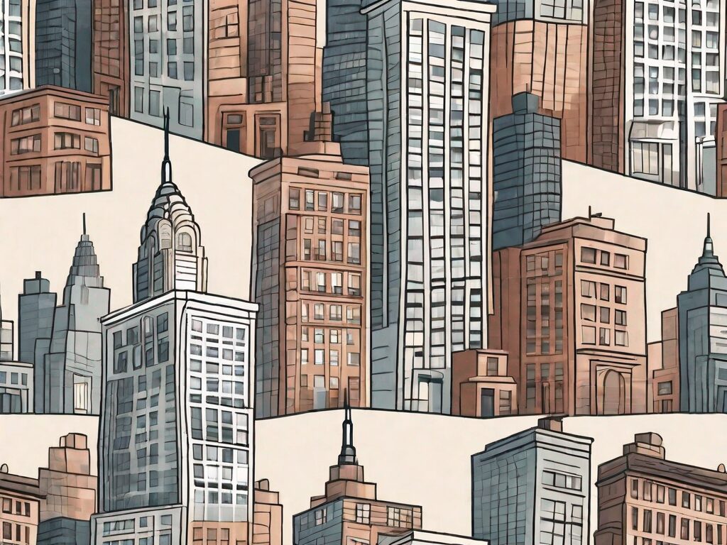 A variety of architectural styles of new york city buildings