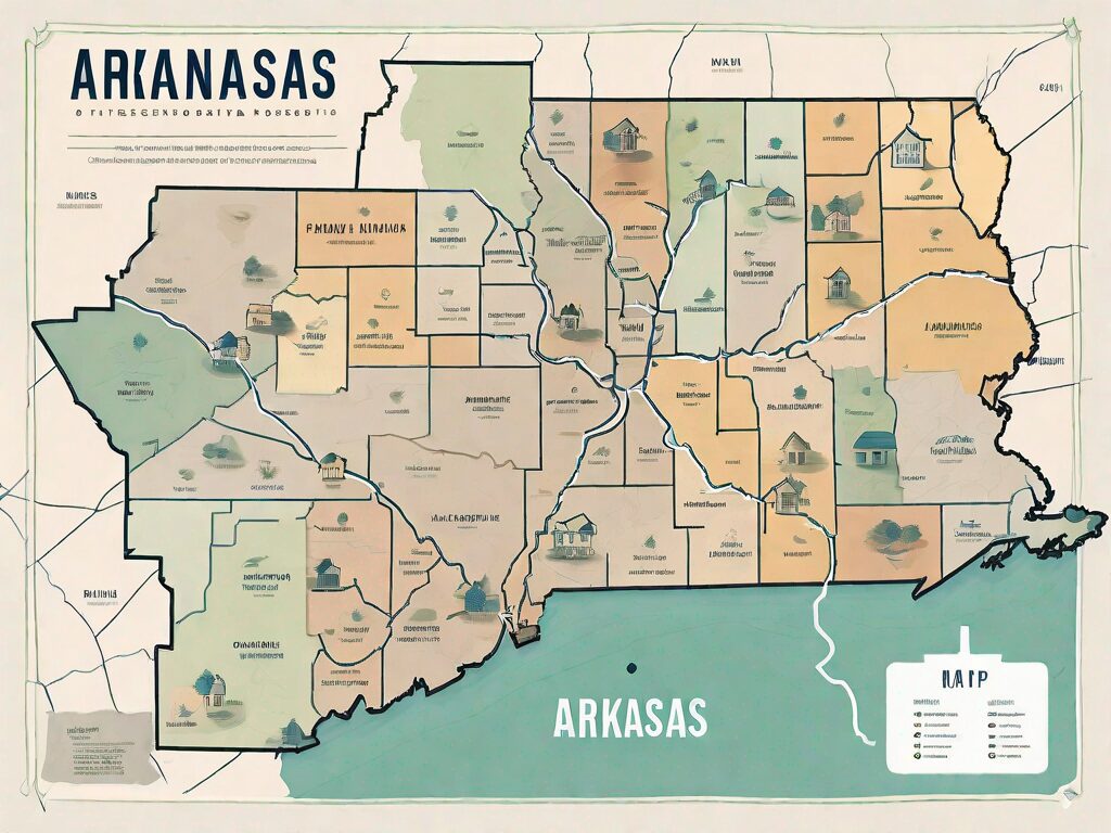 A detailed map of arkansas