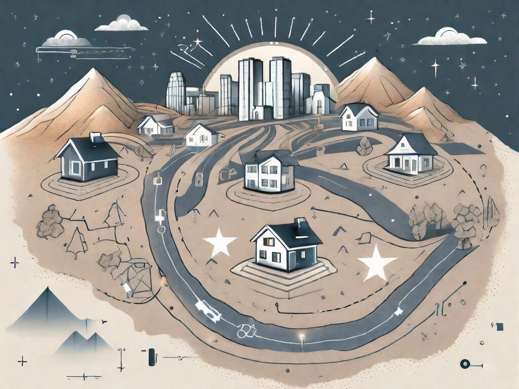 A detailed map of utah dotted with symbols of houses