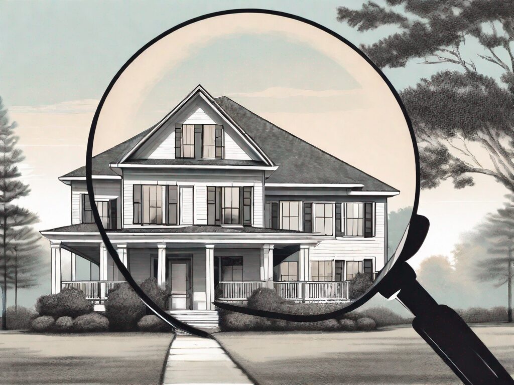 A traditional alabama home with a magnifying glass hovering over it