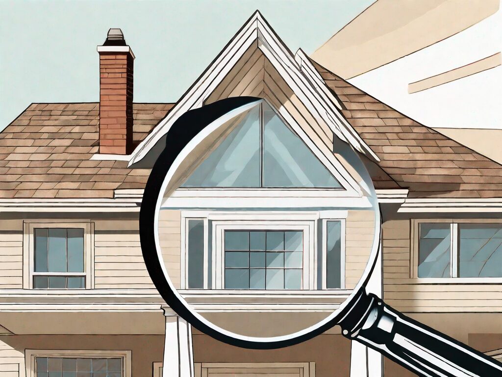 A magnifying glass hovering over a detailed and stylized depiction of a st. louis home