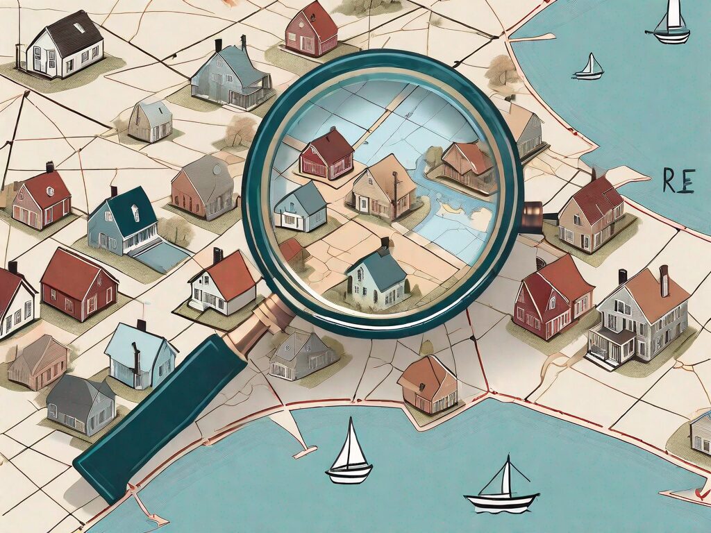A variety of different styled houses scattered across a map of rhode island