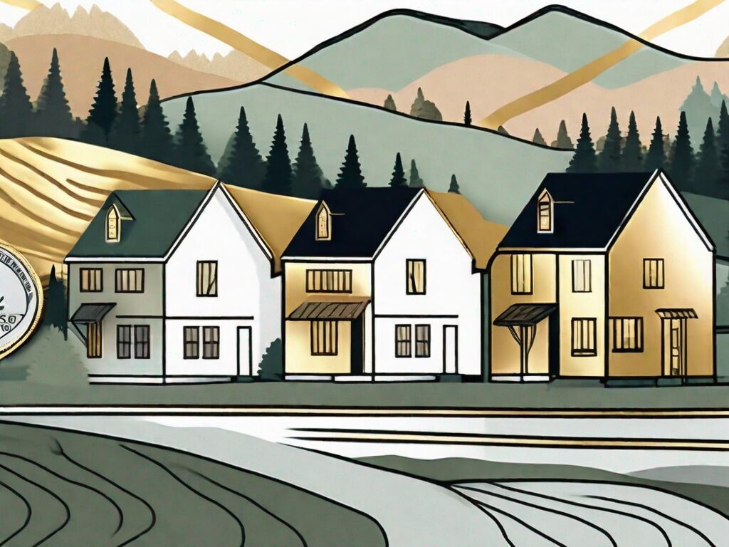 A vermont landscape with a few houses