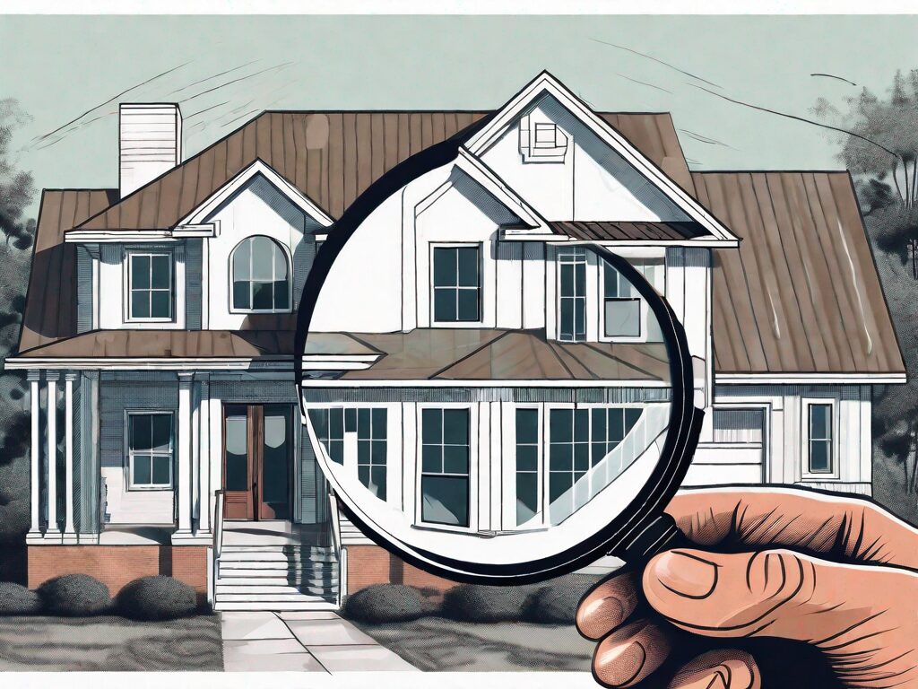 A detailed alabama house being inspected with a magnifying glass