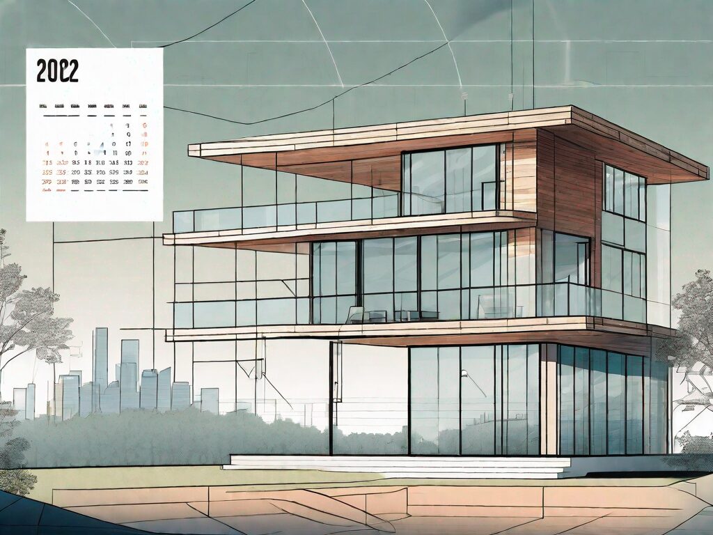 A modern house under construction with a transparent view showing the different stages and elements of the building process