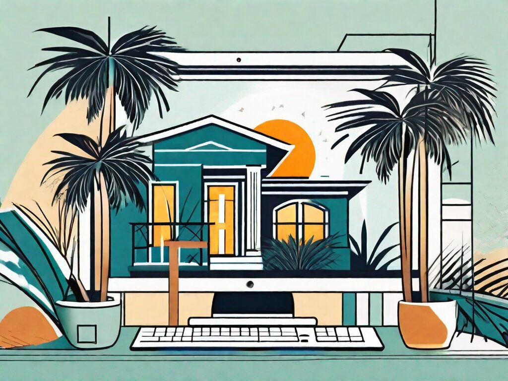 A computer screen displaying a vibrant and inviting florida real estate website