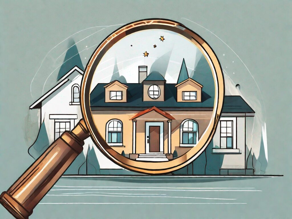 A magnifying glass over a stylized home