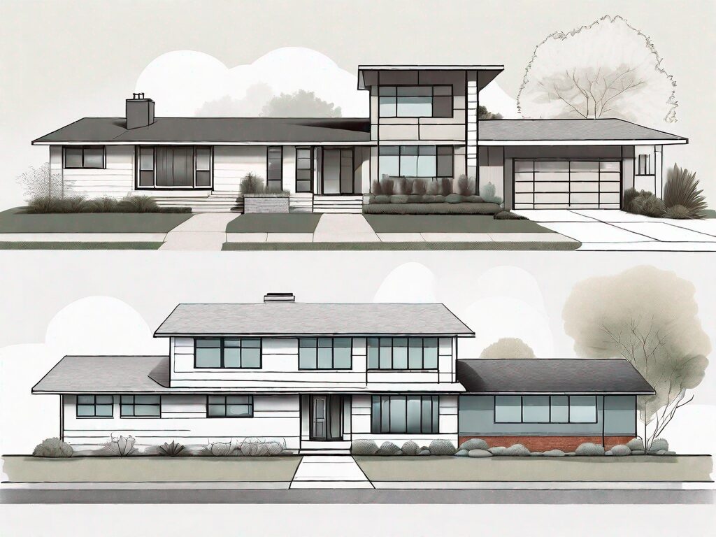 A timeline showcasing the architectural evolution of single-family homes in suburban areas