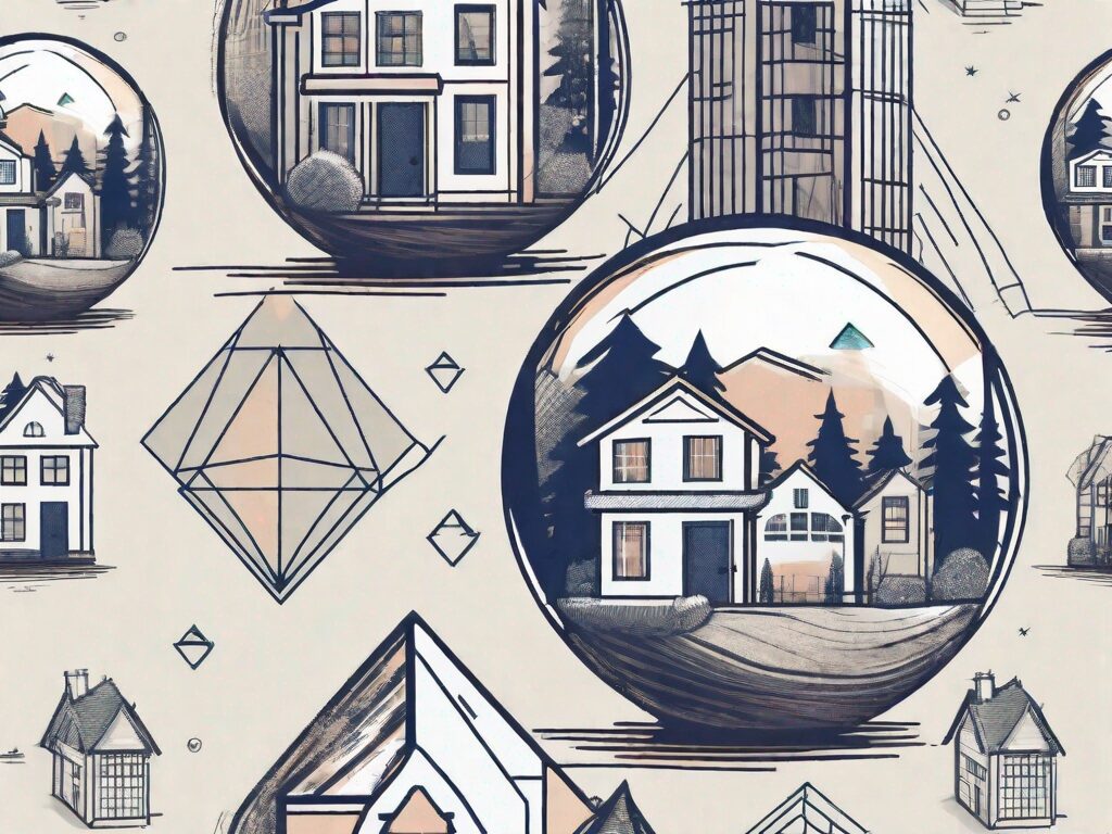 A crystal ball reflecting various types of houses