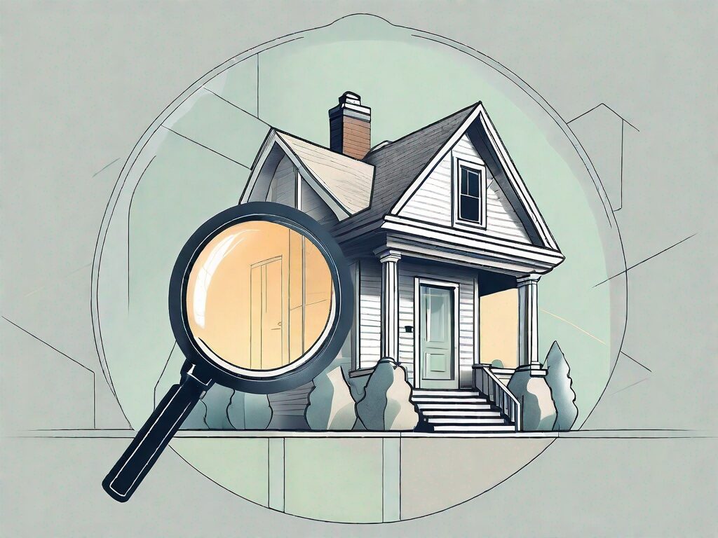 A stylized house with a large magnifying glass hovering over it