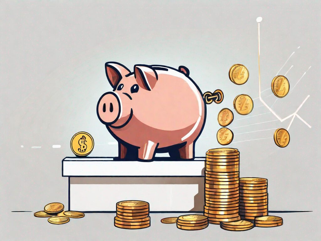 A piggy bank being filled with coins