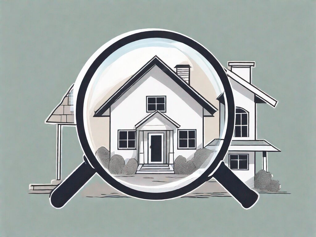 A house with a magnifying glass hovering over it