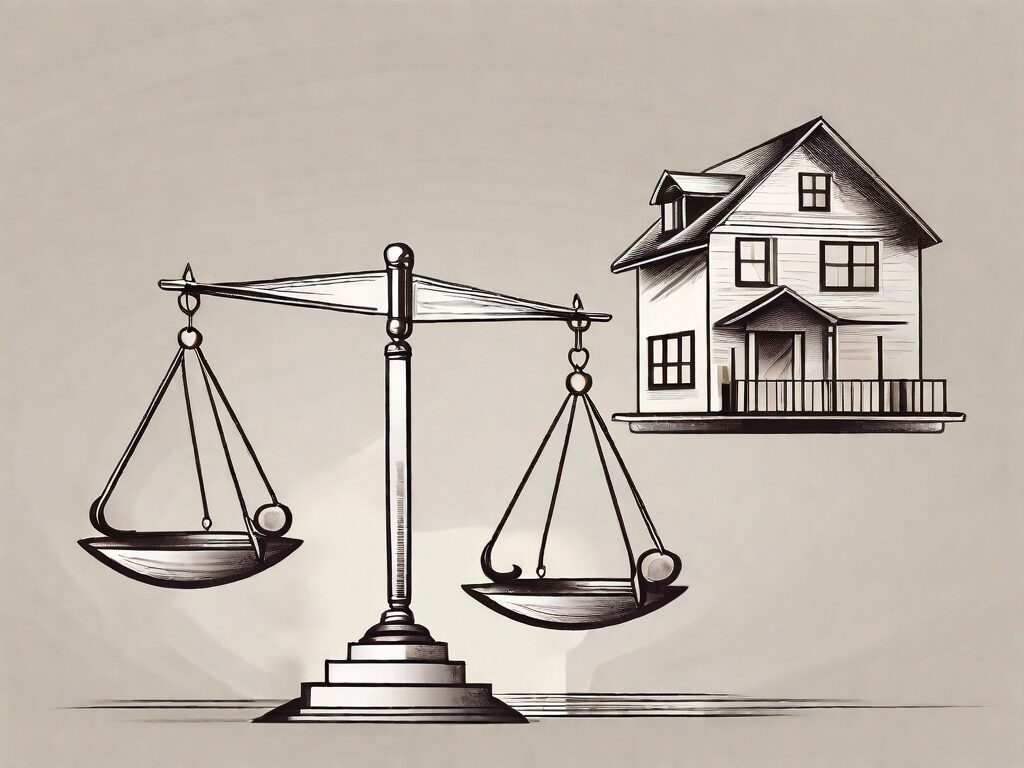 A pair of scales balancing a house and a document