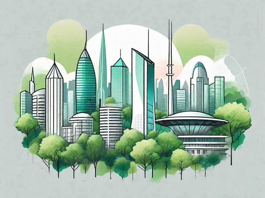 A picturesque skyline featuring iconic structures from top georgia cities