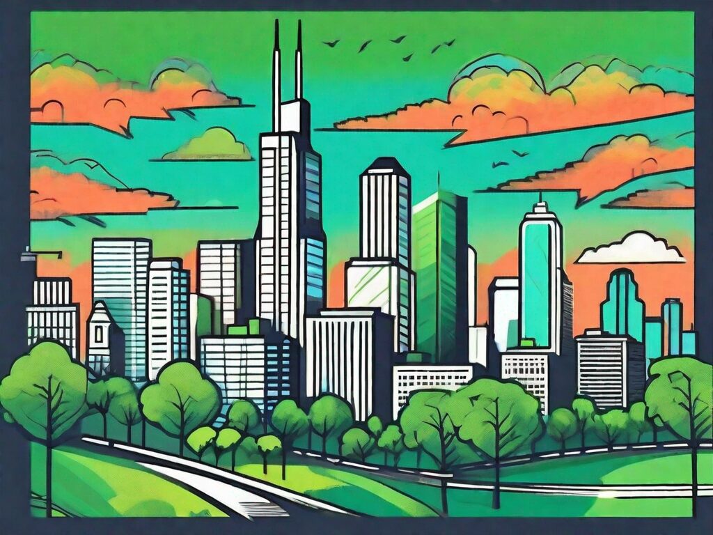 A vibrant and thriving illinois cityscape with notable landmarks like the chicago skyline