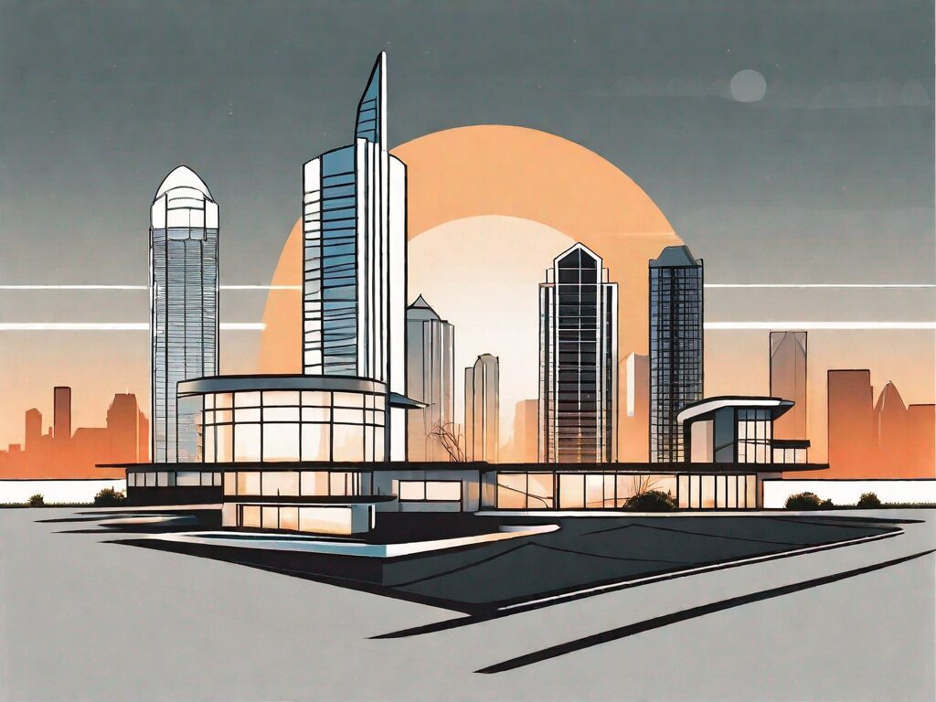 A futuristic alabama skyline with modernized buildings