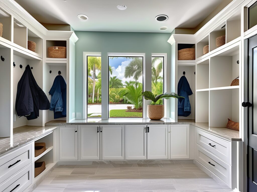 A transformed mudroom in a house in davie