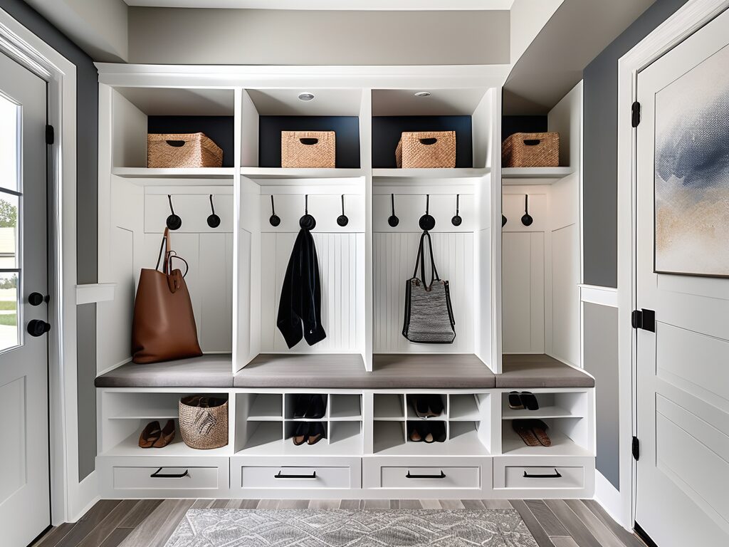 A transformed mudroom in a davenport