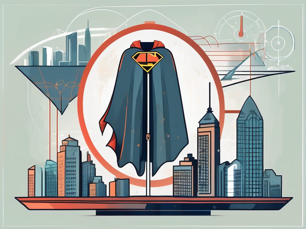 A scale balancing a superhero cape and a spy gadget