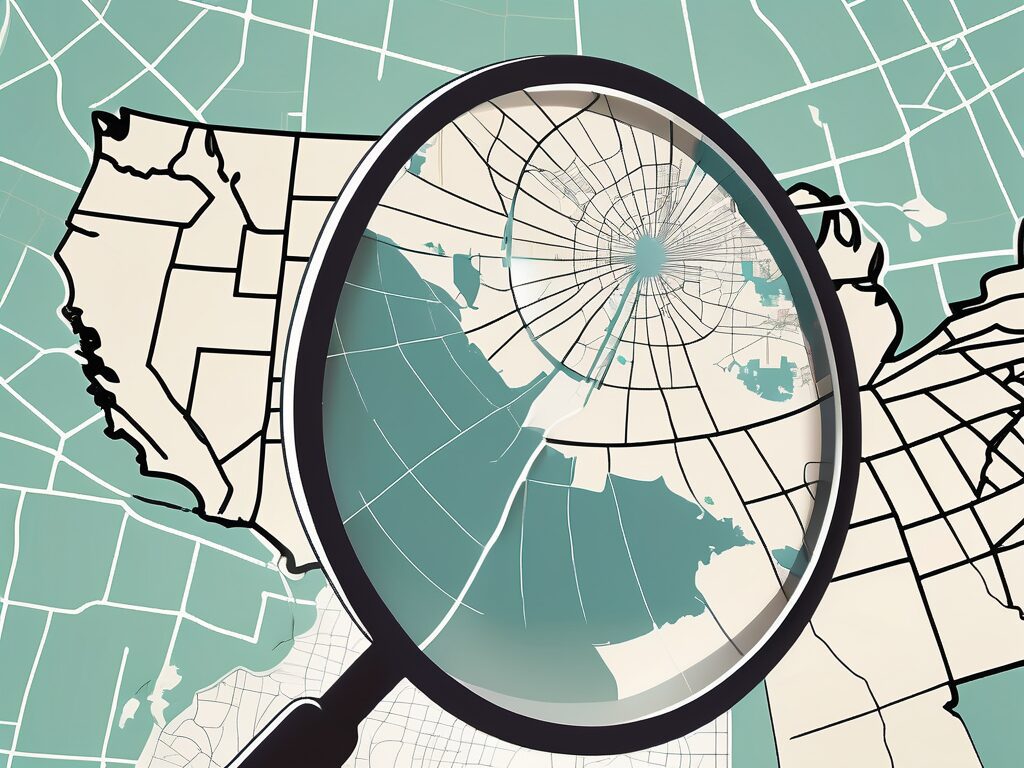 A superhero cape and a detective's magnifying glass overlaid on a stylized map of tequesta