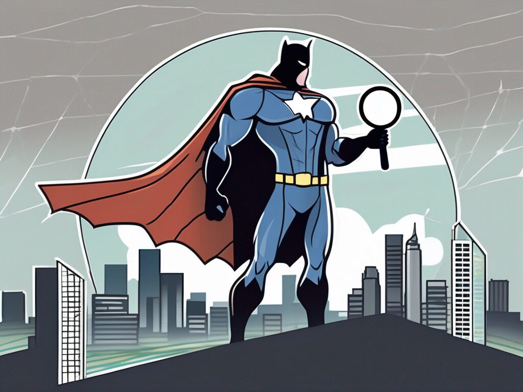 A superhero cape and a detective's magnifying glass